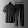 Tuta Estiva Sottile Casual da Uomo, Moda Manica Corta e Pantaloni Lunghi Lusso Set 2 Pezzi