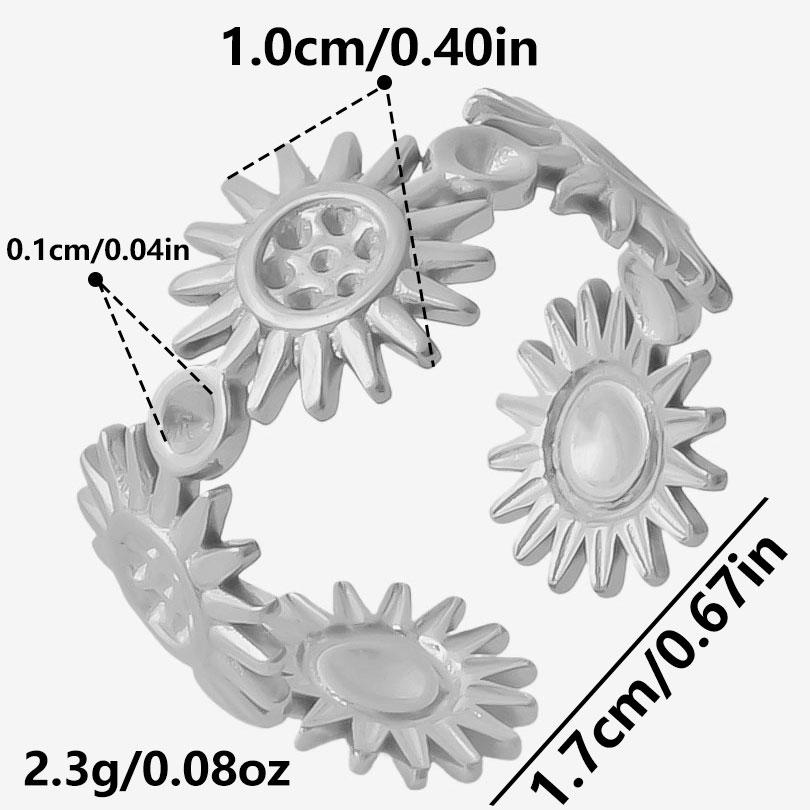 1/6pcs Plant Ring Ginkgo Leaf Tulip Flower Stainless Steel Open Adjustable Rings For Women Men Jewelry Personality Ring Anillos