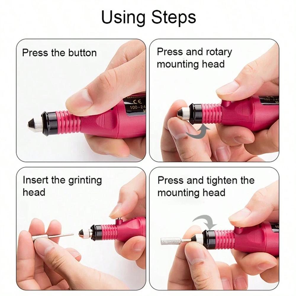 LINMANDA Portable Electric Manicure Art Pen Electric Nail Grinder Nail Efile Nail Drill Pen Manicure Machine Kit Salon Home Use