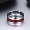Fashion Couple Rings Women Heart White Crystal CZ Rings Set Men's Red Wood Inlay Stainless Steel Ring Wedding Band