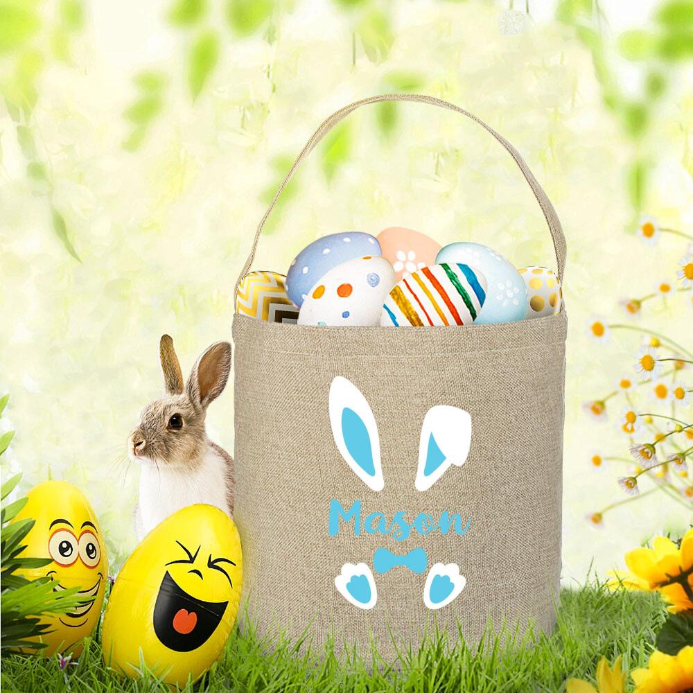 Easter Bunny Ear Cute Rabbit Bucket Custom Easter Bag with Name Girls Boys Bunny Basket Name Bags Gifts for Kids
