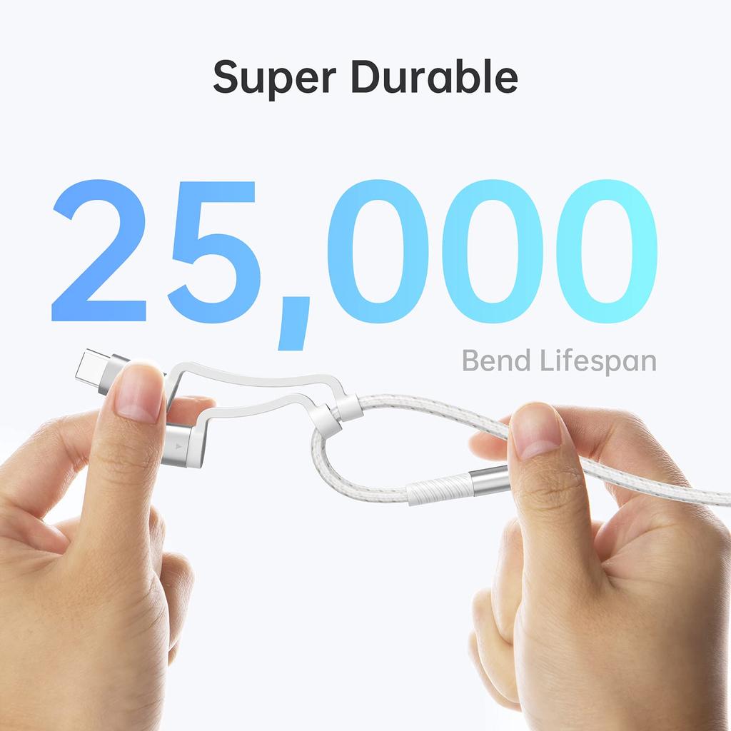 Teleadapt Typ USB-Laden Schnellladen MFi Kompatibel mit iPhone- und Android-Geräten Lightning/USB C/Micro 3-in-1-Kabel, 2,4A/480MBPS-Kabel,