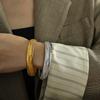 Waterproof Stainless Steel Retro Elasticity Thick Metal Polish Bracelet 18K Gold Plated Trend Fashion Unisex Jewelry Men Women