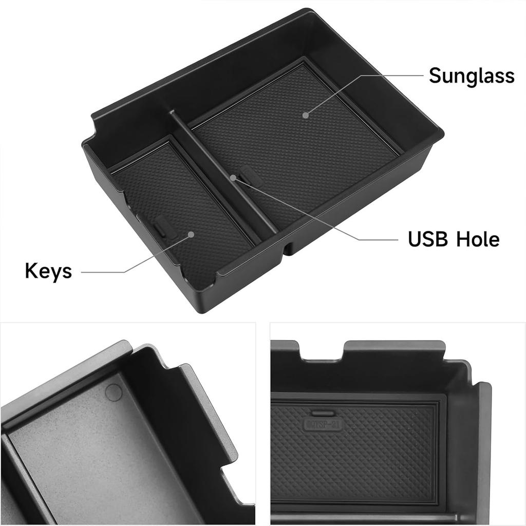 YOJOJOCO Center Console Organizer Compatible With Kia Sportage NQ5 2026 2025 2024  Accessories 5 Gen Black ABS Plastic Material Armrest Secondary