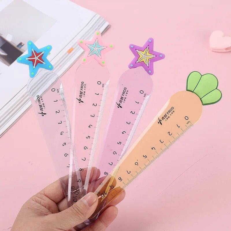 1 Piece Cute Carrot Star Sword Stationery Cartoon Drawing Kitten Straight Plastic Ruler