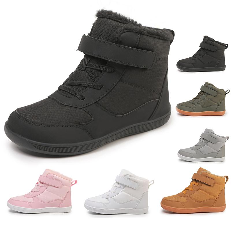 Winter Children Shoes Plush Waterproof Fabric Casual Non-Slip Boys Girls Shoes Rubber Sole Snow Boots Fashion Warm Outdoor Boots