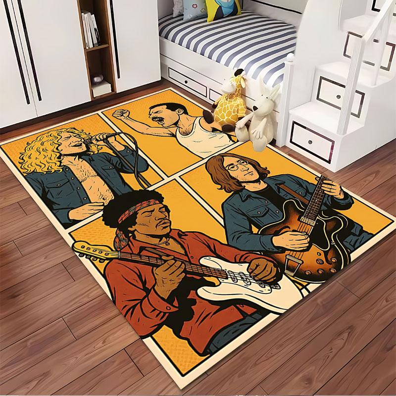 Legendary Musicians Graphic Carpet suitable as a non-slip mat for the living room or bedroom sofa