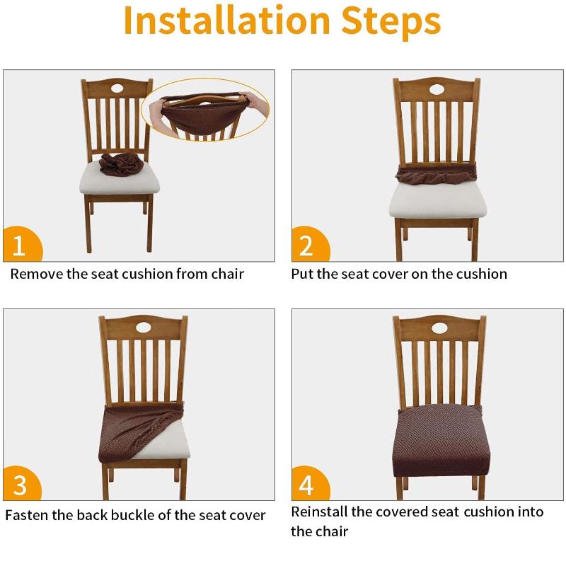 New Durable Jacquard Chair Seat Covers Removable Washable Anti-Dust Stretch Spandex Dining Room Upholstered Chair Cushion Slipco