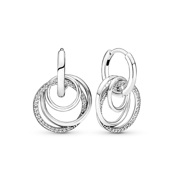 Pandora Family Forever 925 Silver Earrings Women earrings 291156C01 Box