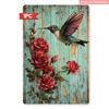 Vintage Metallwandkunst Poster, Kolibri und Rosen Dekor, 20x30cm