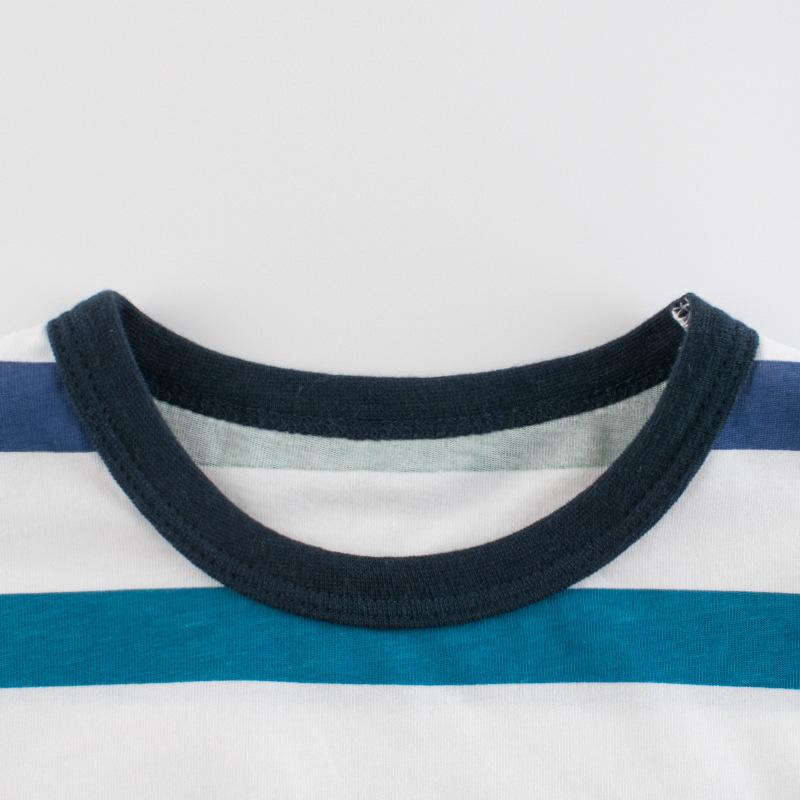 T-shirt rayé à manches courtes pour garçon, haut respirant en coton pour tout-petit et enfants, t-shirt décontracté