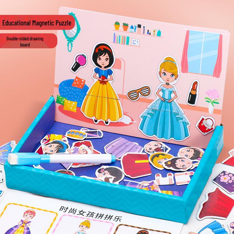 Children's Educational Magnetic Puzzle & Versatile Drawing Board - Dress-Up Game for Early Learning & Intellectual Development
