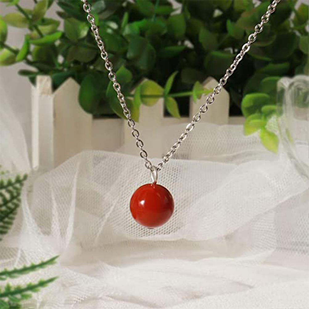 Red Agate Stone Pendant Necklace Simple Crystal Necklace Jewelry Gift for Women Girl