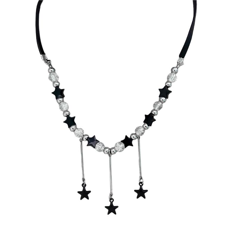 Bohemiean Star Fringe Clavicle Chain Dopamine Star Necklace Star Bowknot Choker Women Daily Outfits Delicate Jewelry