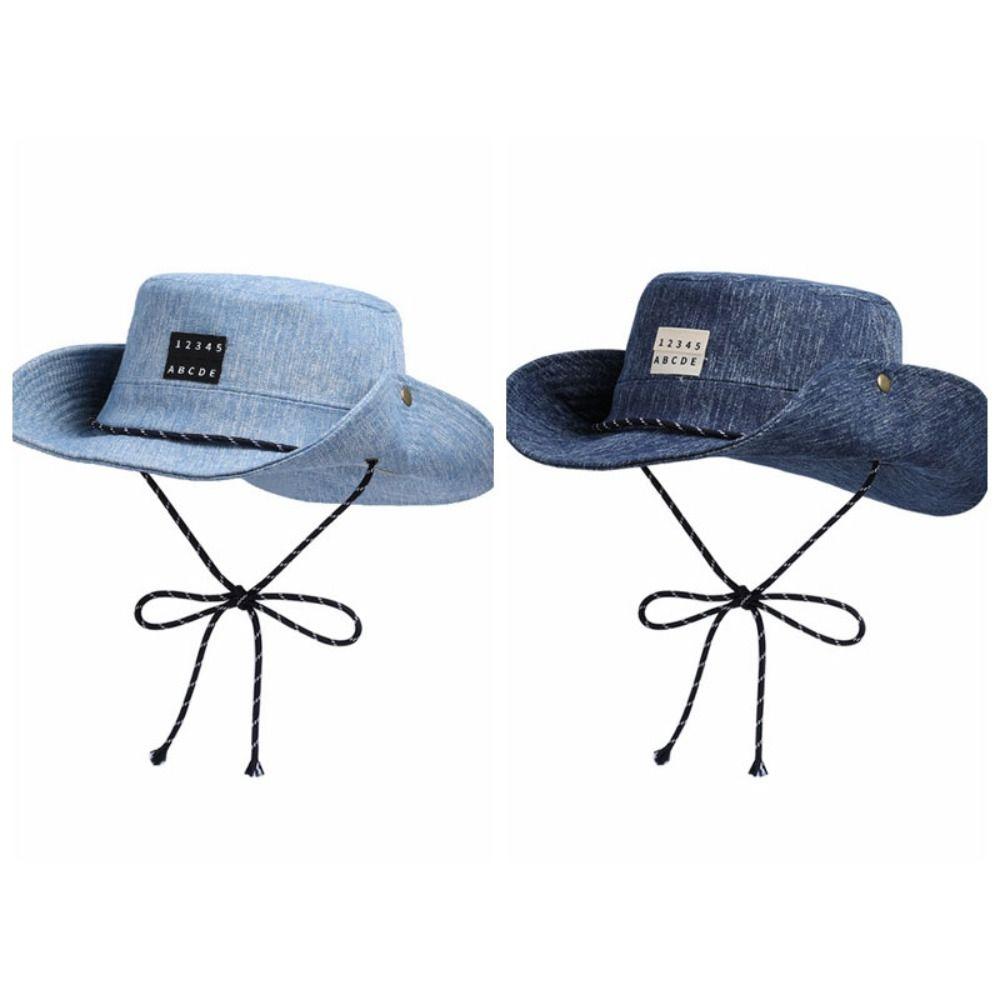 Lightweight Denim Bucket Hat Sunscreen Fisherman Hat Retro Sun Protection Basin Cap  Camping