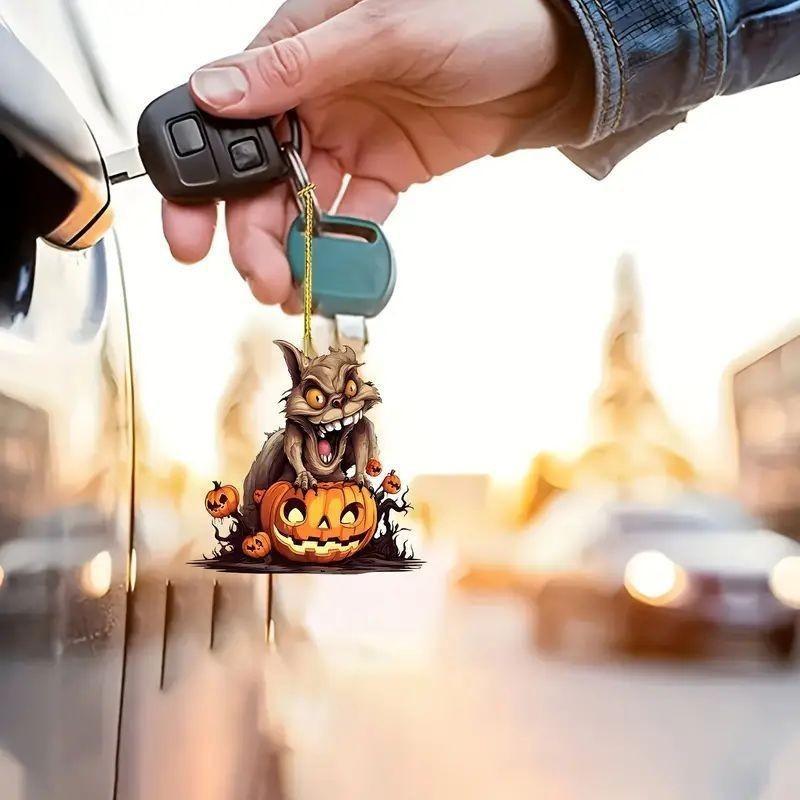 Halloween Monster Pumpkin Acrylic Car Decor Mirror Hang Interior Halloween Style