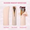 VOCOSTE Silicone Makeup Brush Travel Makeup Brush Silicone Cosmetic Brush Makeup Portable Travel Makeup Brush Khaki Bag, Stand-Up Holder, Pouch, Bag,