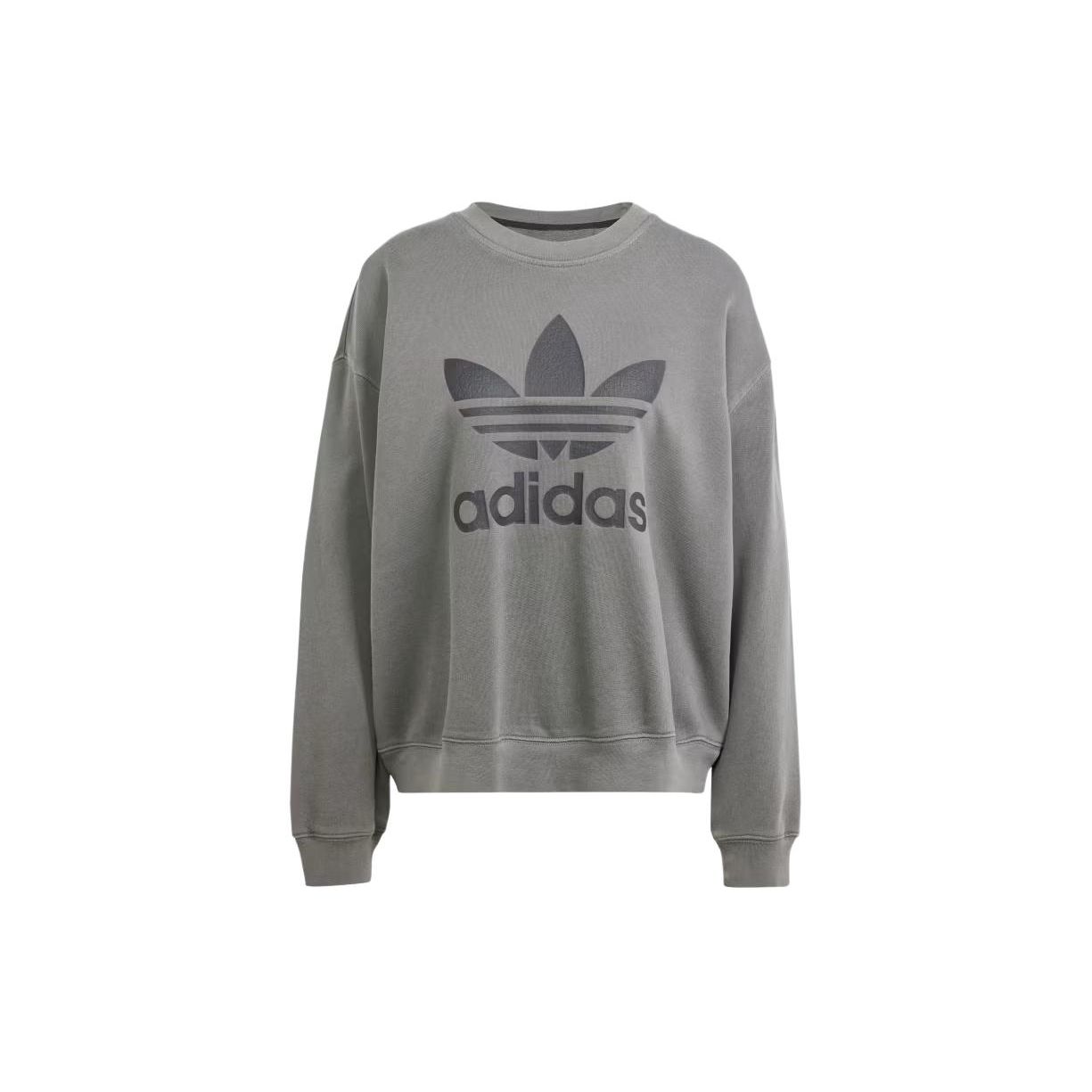Adidas Originals Washed Trefoil Sweatshirt Women Sweatshirt Beige IN2270 S