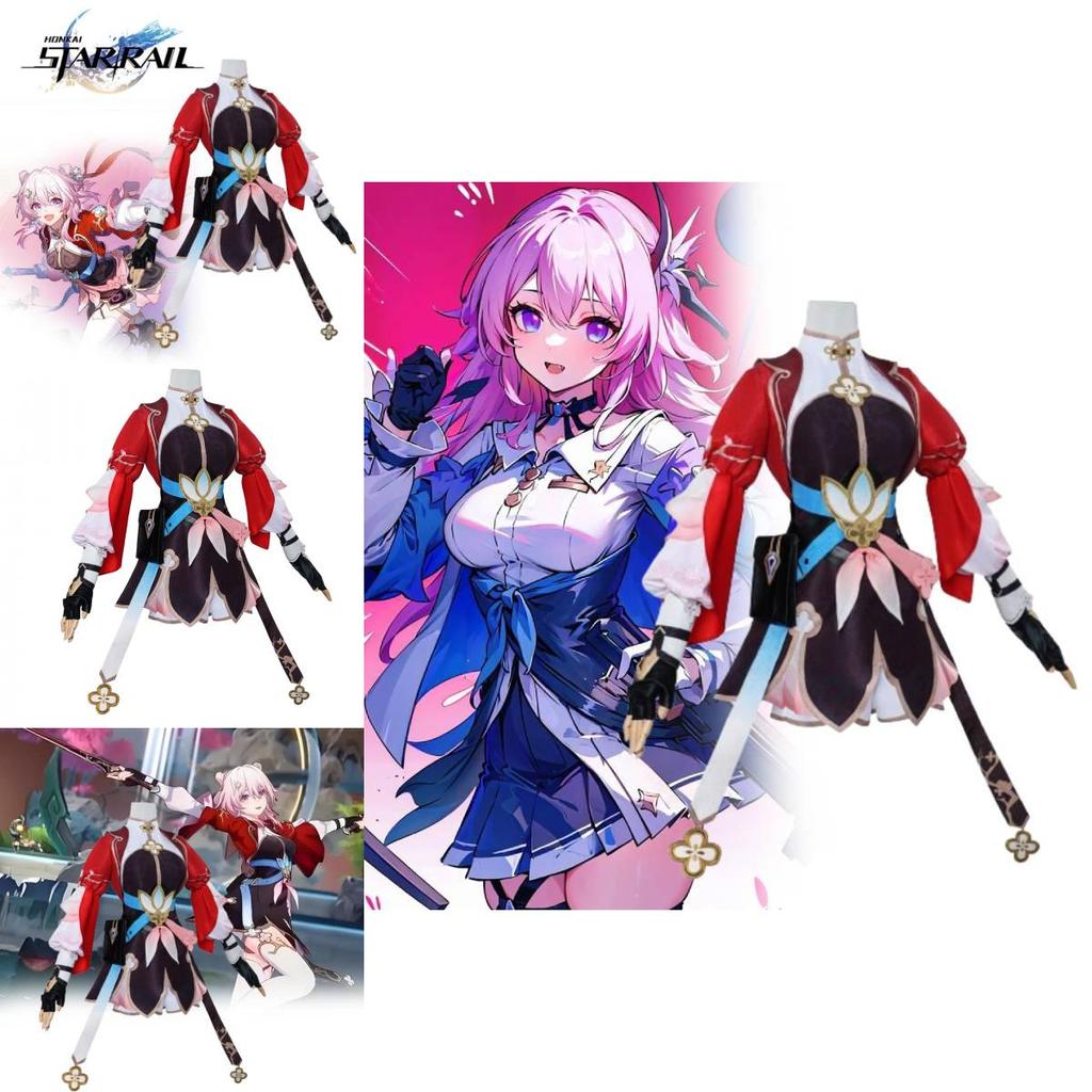 Adorable Polyester March 7th Cosplay Costume For Game Anime Roleplay