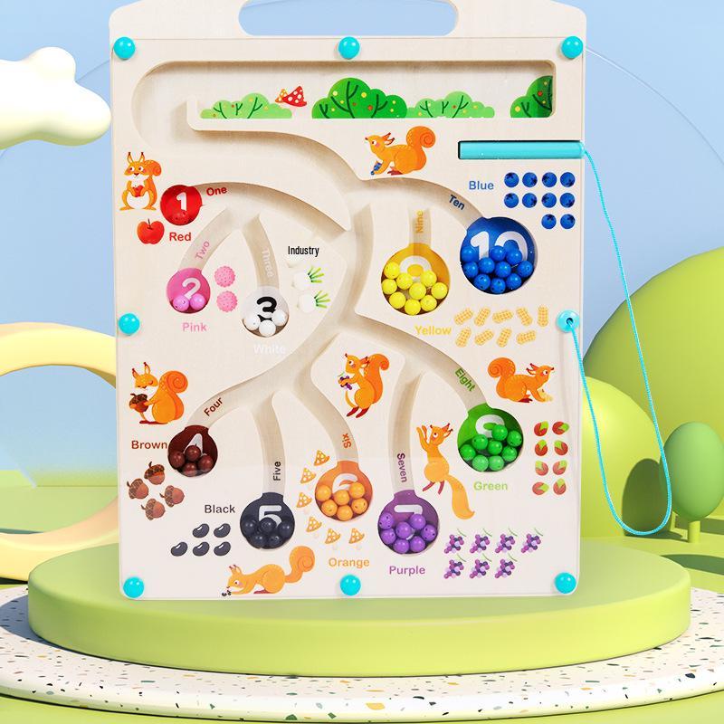 Children's Magnetic Bead Maze Toy: Educational Pen Control, Counting & Color Recognition Aid