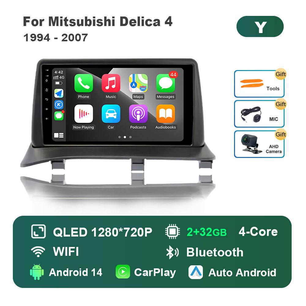 For Mitsubishi Delica 4 1994 - 2007 Car Android 14 Intelligent System DSP Stereo 4G Navi GPS WiFi IPS Touch Screen Bluetooth