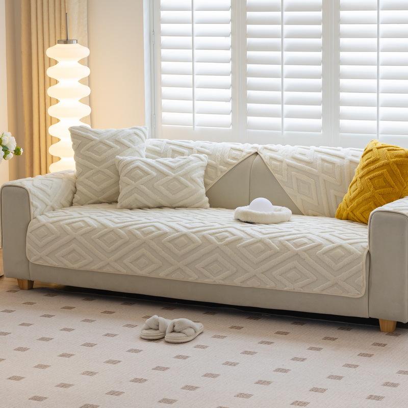 Winter Sofa Cushion Plush Simple Modern Seat Cushion Thickened Non-Slip Leather Sofa Cover Cover Cloth Backrest Towel