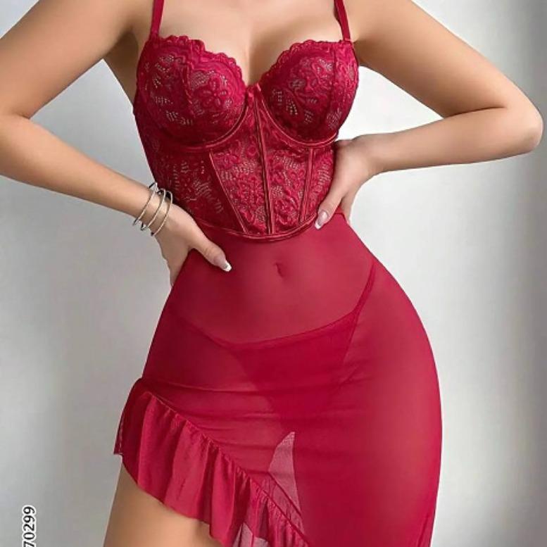 New sexy underwear big chest women's lace short skirt sexy short skirt hollow suspender skirt summer