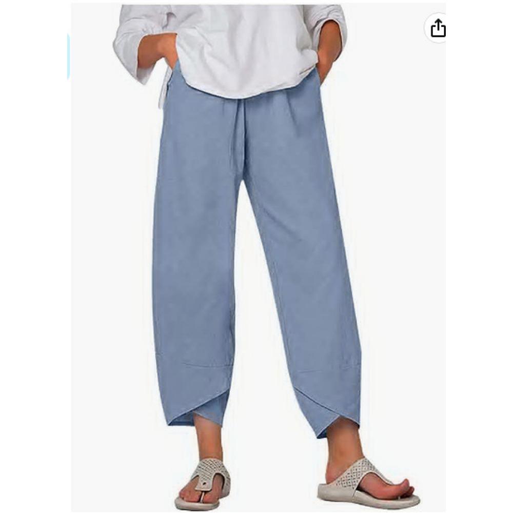 Summer Women's Pants Elastic Waist Cotton Loose Casual Pants