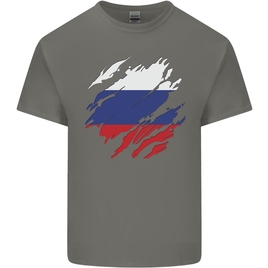 Torn Russia Flag Russian Day Football Unisexs Light Cotton TShirt
