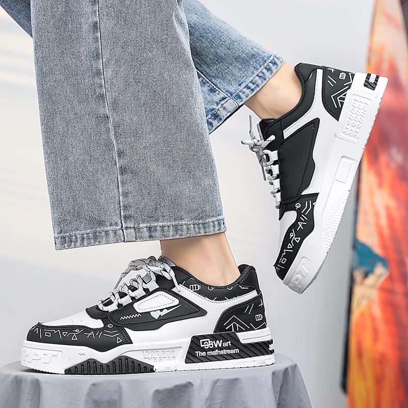 Fashion Hot Sale Men's Skateboard Shoes Graffiti Blue Platform Skateboarding Shoes Men Fashion Casual Sneakers Men zapatillas de hombre