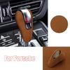 Suede Leather Car Gear Shift Knob Cover Trim For Porsche 718 911 Macan Panamera