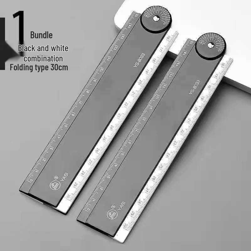 30cm Multifunctional Folding Ruler for Students: Straight Edge with Wavy Line Grid for Geometric Drawings