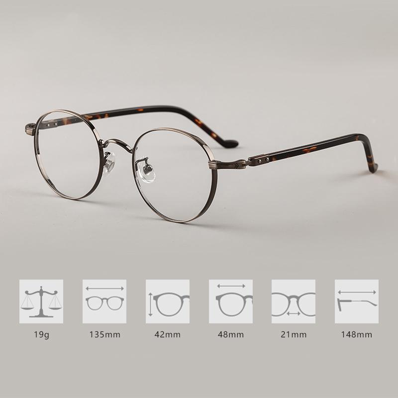 Japanese Style Pure Titanium Frame Acetate Temple Glasses Small Face Personalized Pile Head Design Eyeglass Widen Edges Eyewear