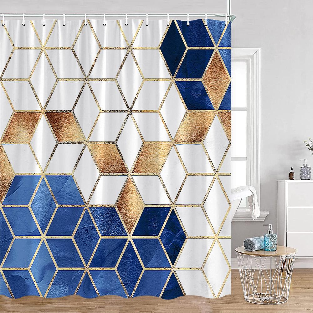 Marble Pattern Bath Curtain Polyester Shower Curtains Geometric Bath Screen Printed Curtain Home Decorations For Bathroom Gift