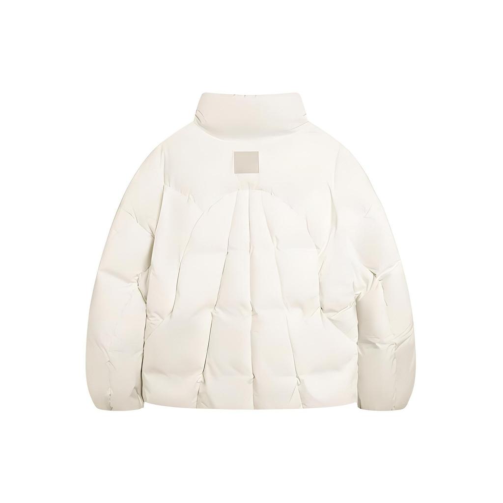 Li Ning CF Su Series Solid Color Logo Zip Stand Collar Down Jacket Women Outerwear White AYMS381-1