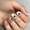 Unhas Versáteis Retro em Blocos de Cores Irregulares - 24 Peças para Outono/Inverno
