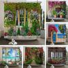 Flowers Scenery Waterproof Shower Curtains Rural Street Flowers Bathroom Curtains Polyester Fabric Washable Decor Bath Curtains