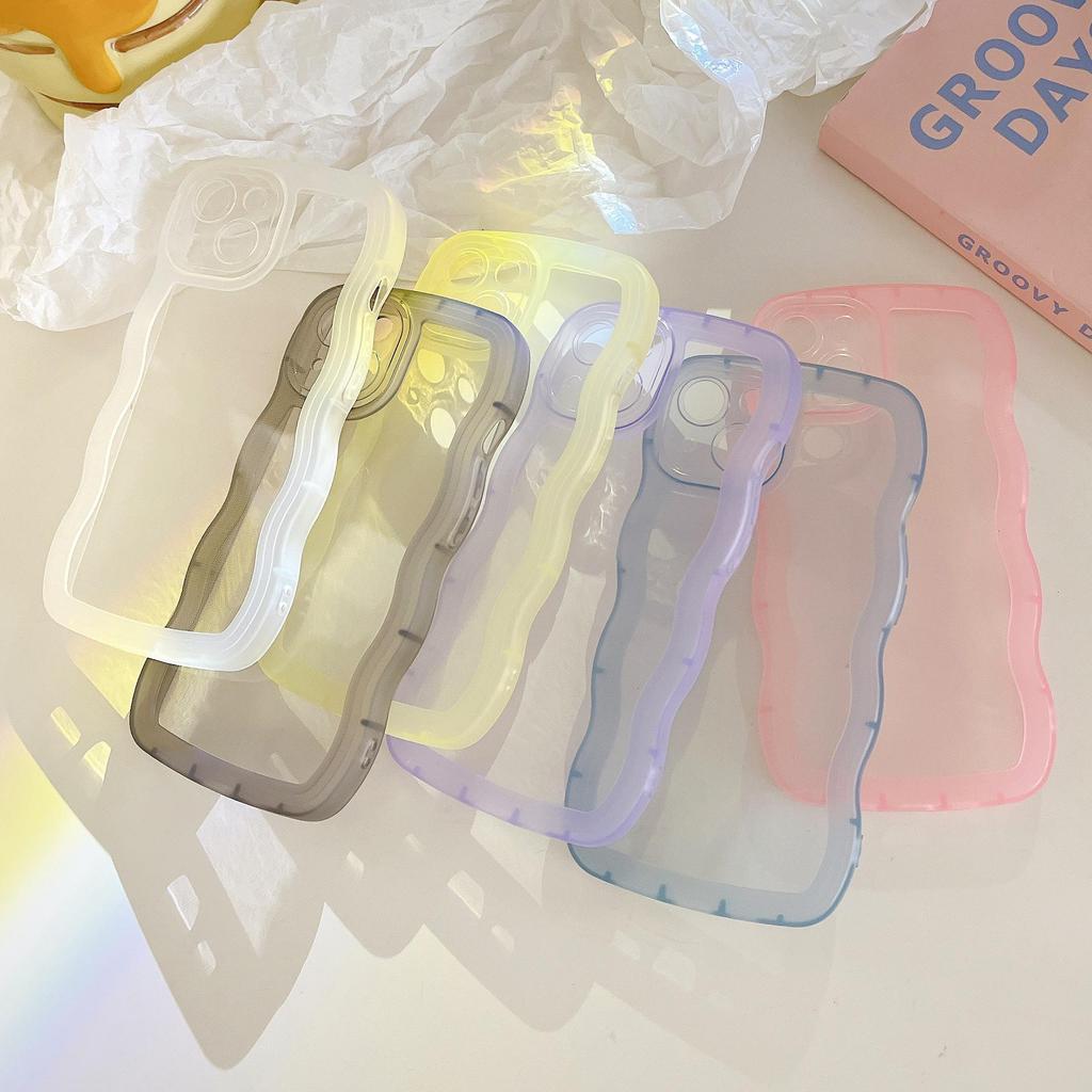 Wavy Edge Soft Protective Case for Apple 17PRO/16PROMAX - Translucent, Anti-Drop, Trendy Cover