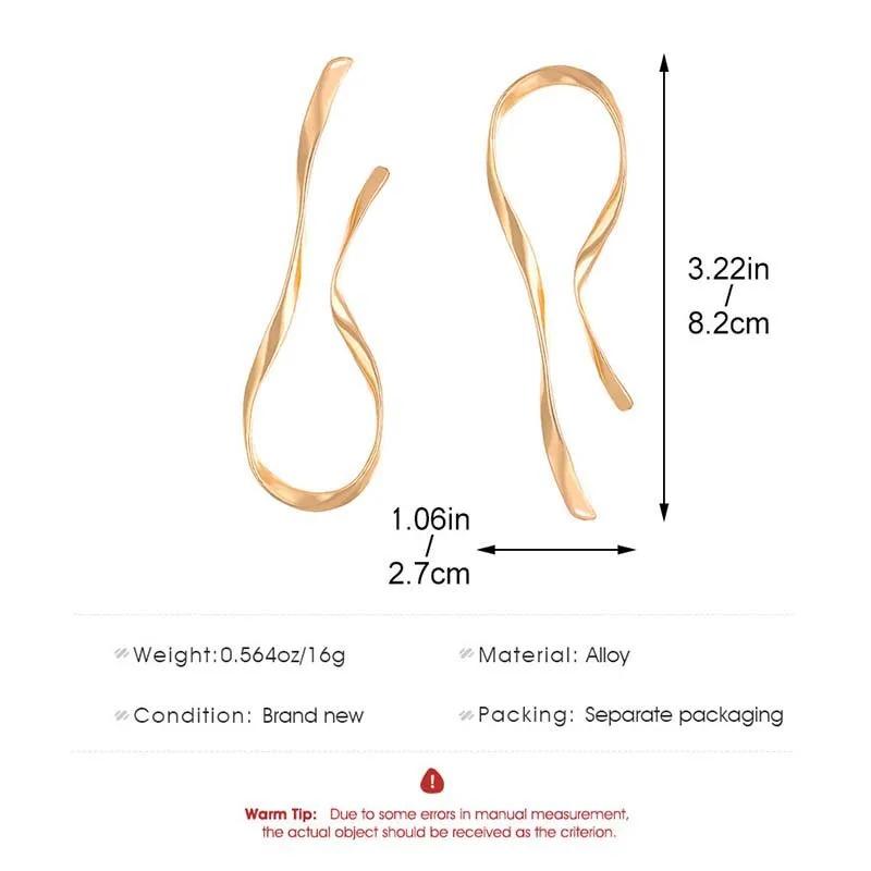 Irregular Lines Exaggerated Metal Dangle Earrings for Women Minimalist Gold Color Asymmetric Twisted Earrings Jewelry Gifts