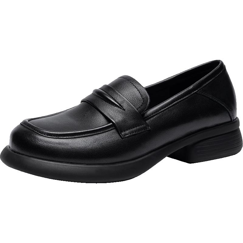 ZHR Women s Chunky Heel Platform Leather Loafers 36