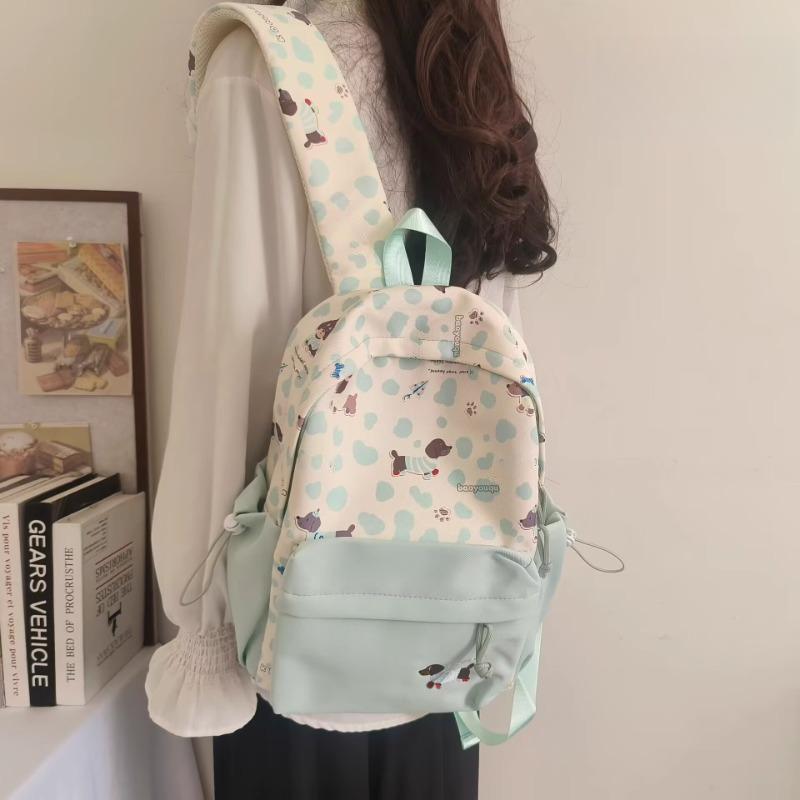 Schoolbag wholesale fashion new female college style cute print color matching backpack small middle school college student schoolbag women's backpack