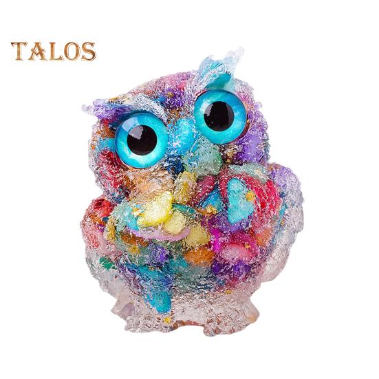 

Статуэтка совы из натурального хрусталя, статуэтка совы из смолы ручной работы, наполненная хрустальными камнями, настольное украшение в виде совы для домашнего офиса, автомобиля, исцеление рейки разноцветный
