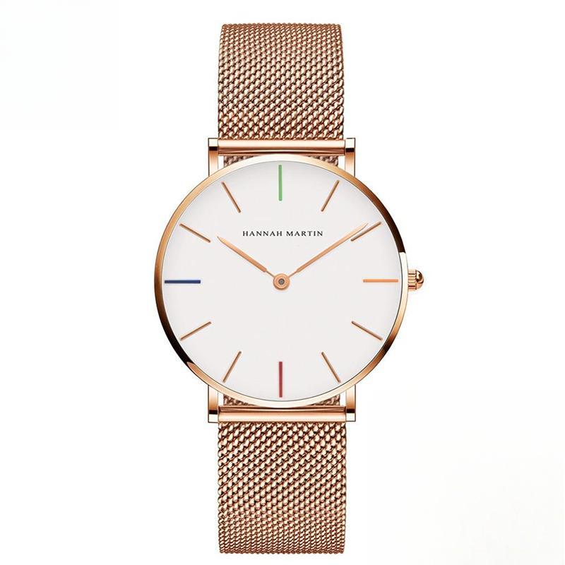 Japan Quartz Movement High Quality  Women Steel Mesh Rose Gold Waterproof Ladies Watch