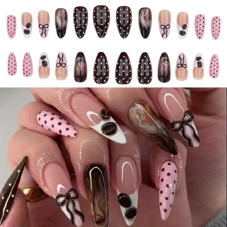Fashionable French False Nail Pink Gradient Pattern Lightweight ABS Material Easy Application Nail Decoration
