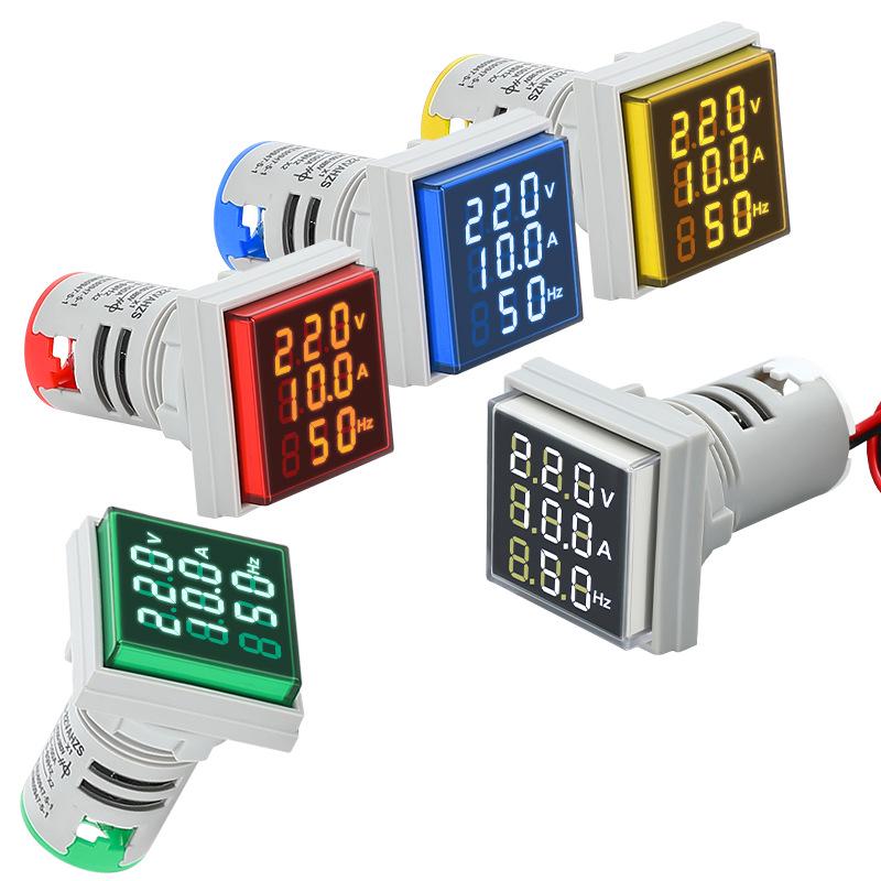 AD16-22AVHZ Digital LED Meter: AC Current, Voltage, Hertz Display with Current Transformer.