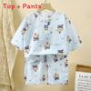 Childrens Cartoon Cotton Pajama Set With Breathable Fabric For Toddler Comfort