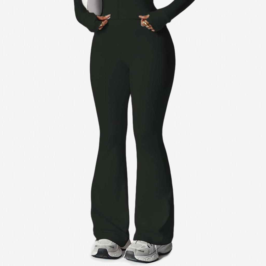 Waist-Cinching Yoga Set: Long-Sleeve Jacket & Butt-Lifting Micro-Flare Pants - Women's Sportswear for Autumn/Winter.