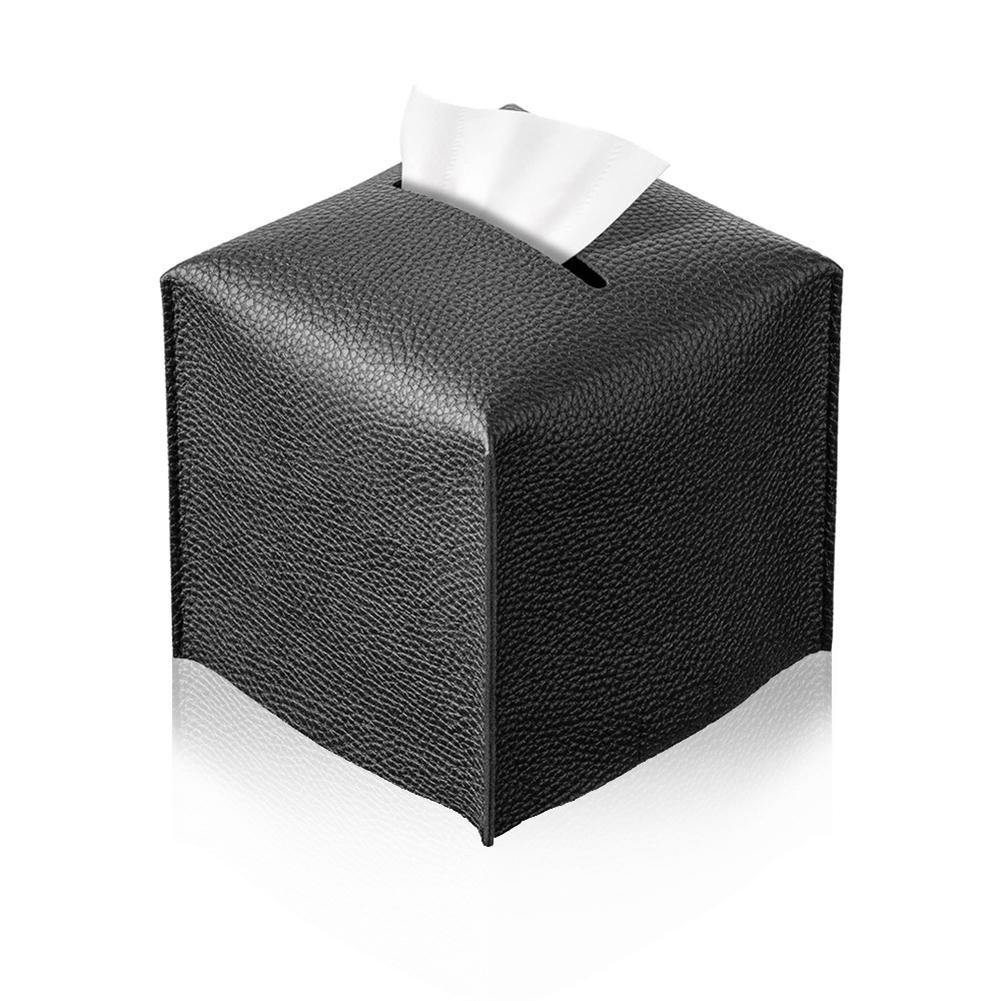 PU Leather Tissue Holder Box Decorative Paper Towel Dispenser Multi-Function Paper Towels Storage Container for Tabletop
