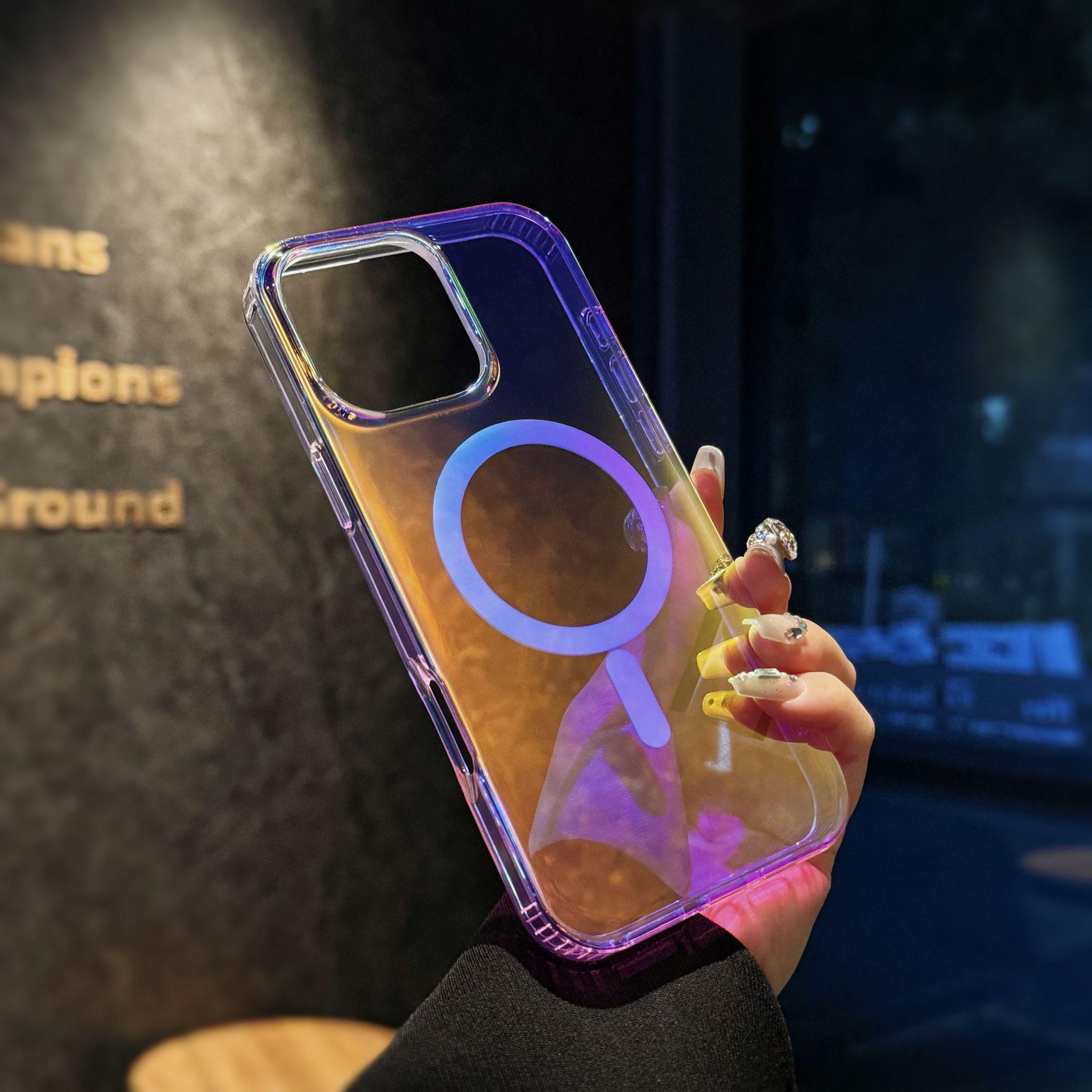 

Подходит для Apple 16promax Чехол-чемодан для телефона iPhone 15 Градиентный лазер N52 Мощная магнитная адсорбция iPhone12Promax