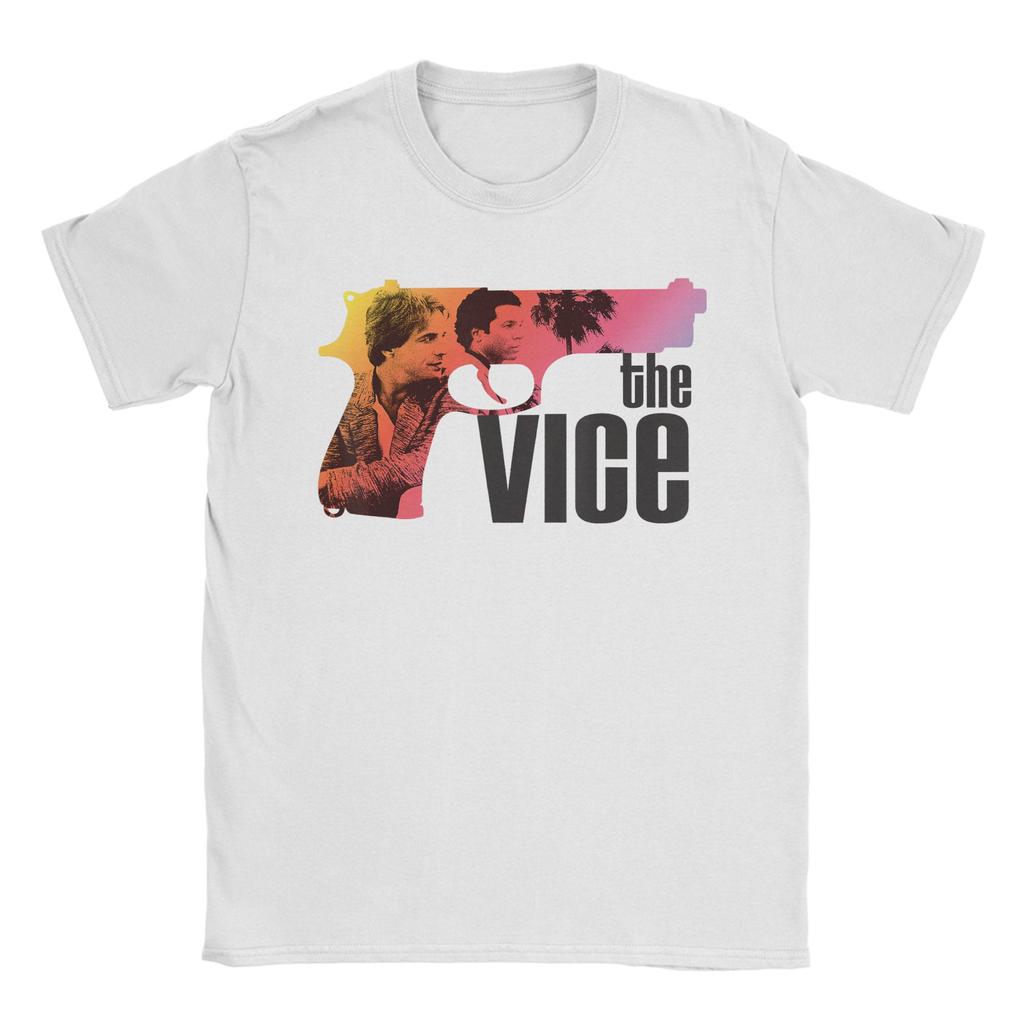Miami Vice Neon Gun T Shirt Summer Harajuku T Shirts Men Cotton Round Neck Plus Size Clothes Short Sleeves Y2k Casual Tshirt